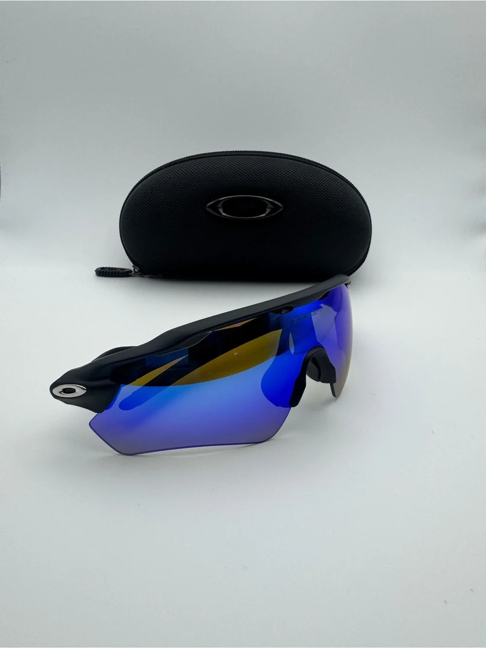 Oakley Radar Matte Black Sunglasses with Blue-Orange Iridium Lens